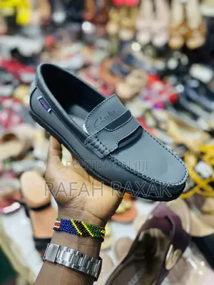 Original Grey Casual Clarks Flat Sole Leather Moccasins