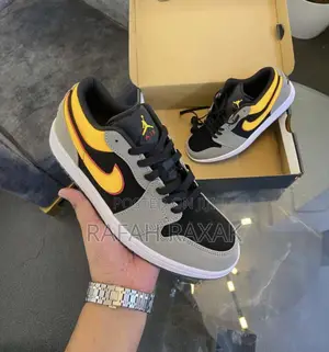 Original Air Jordan 1 Low Graphite Vivid Orange Sneakers