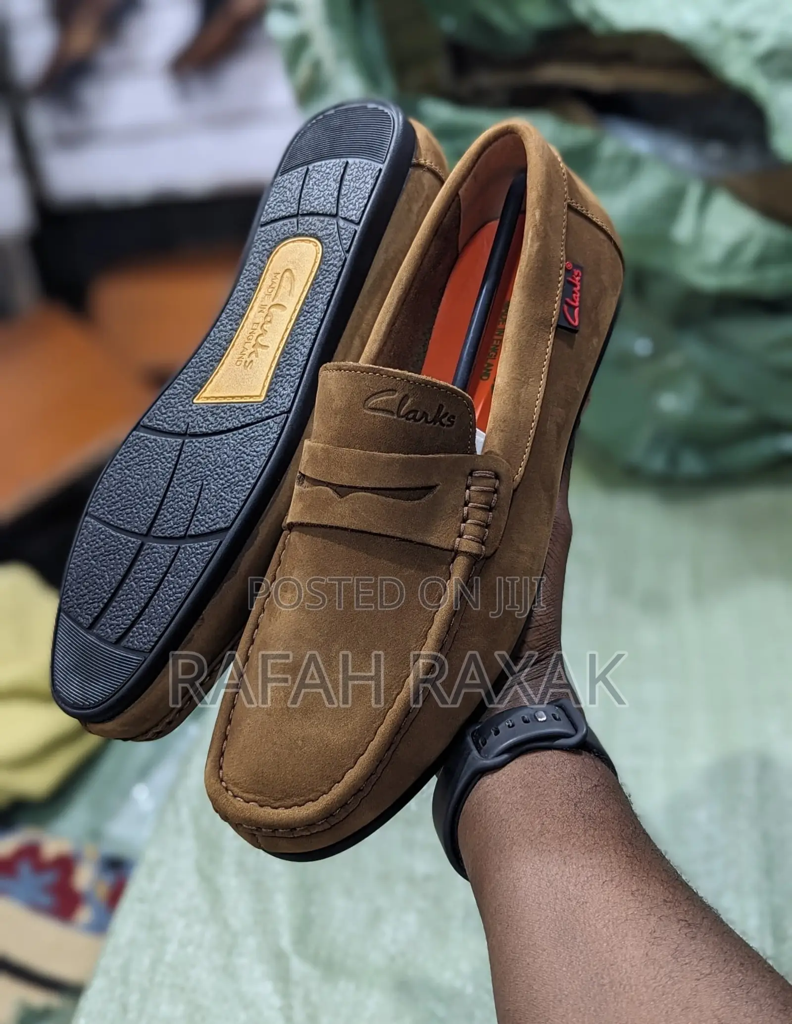 Original Brown Clarks Casual Leather Flat Sole Moccasins