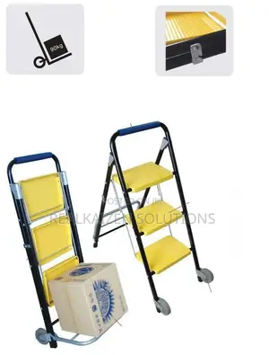 EPSILON 3 Step Steel Ladder With Hand Truck and Wheels 150kg