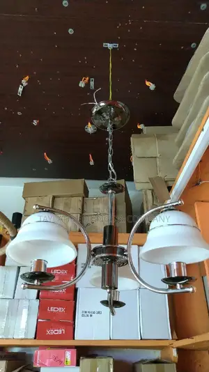 Chrome Chandelier With White Shades 3 Light