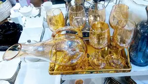 Golden Wine Glasses(6pcs) and Decanta