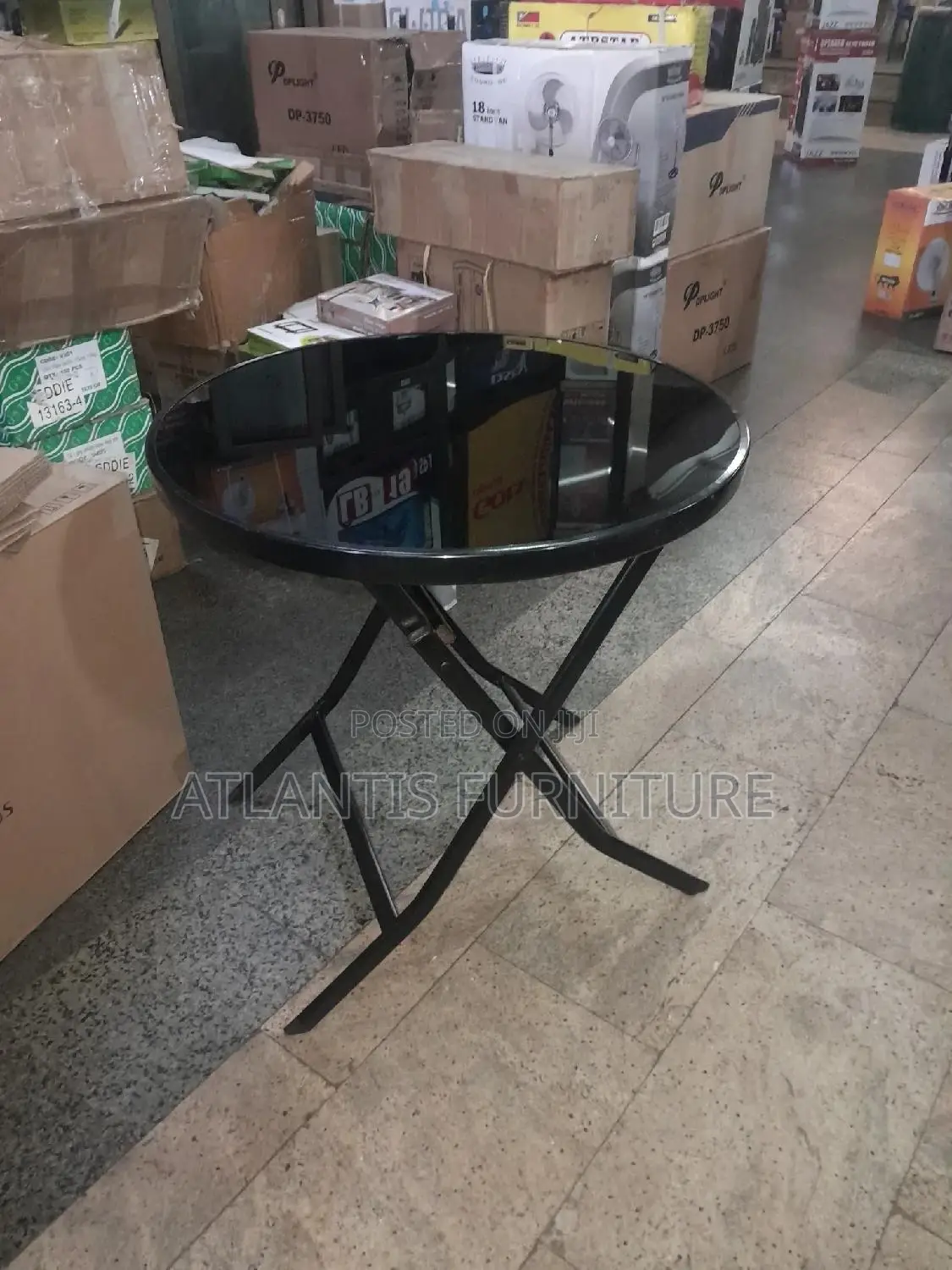 Black Round Glass Table Folding