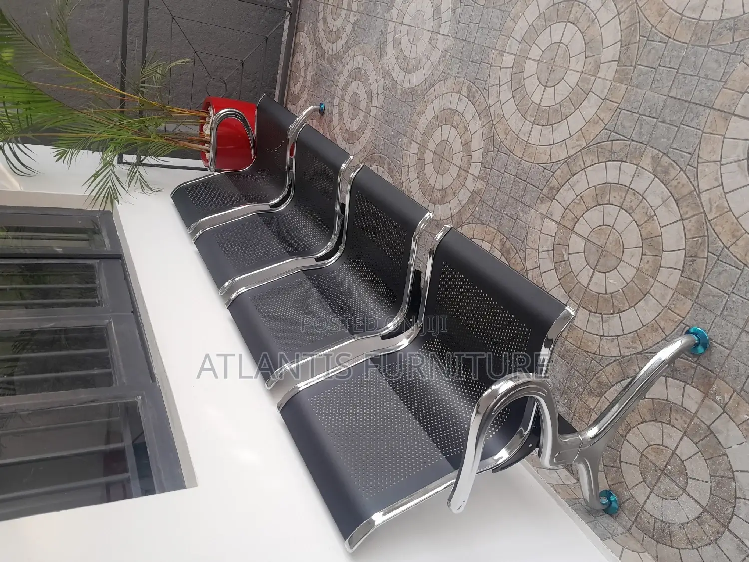 Four Seater Black Colour Waiting Chair