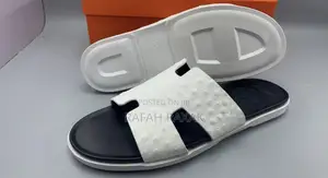 Original Classic White Hermes Push in Leather Sandals
