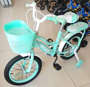 Kids Bike Girls' Bike, Light Green Bike, With Front Basket,