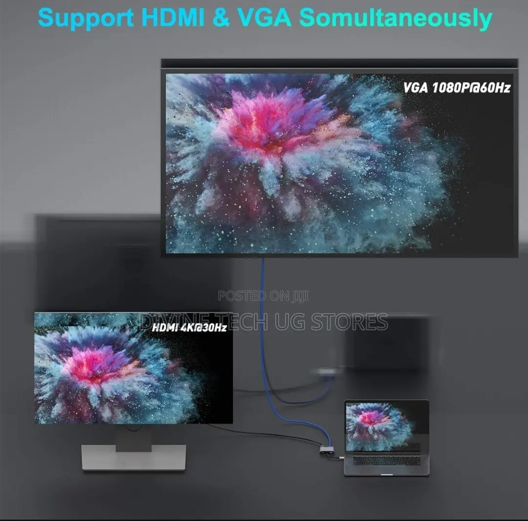 Type C 4 in 1 Usb C With Vga 1080p, Hdmi , Pd3.0