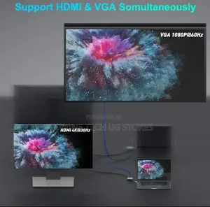 Type C 4 in 1 Usb C With Vga 1080p, Hdmi , Pd3.0