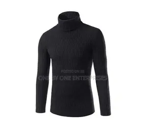 Black Unisex Turtleneck Sweater Pull Neck