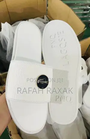 Original White Lacoste Push in Leather Sandals