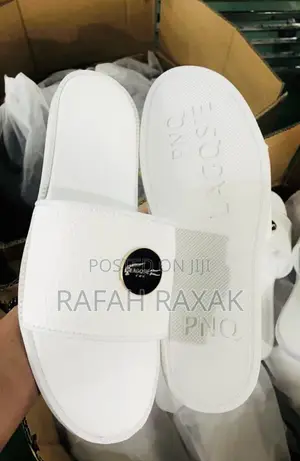 Original White Lacoste Push in Leather Sandals