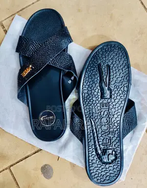 Original Men’S Black Lacoste Cross Leather Sandals