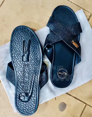 Original Men’S Black Lacoste Cross Leather Sandals