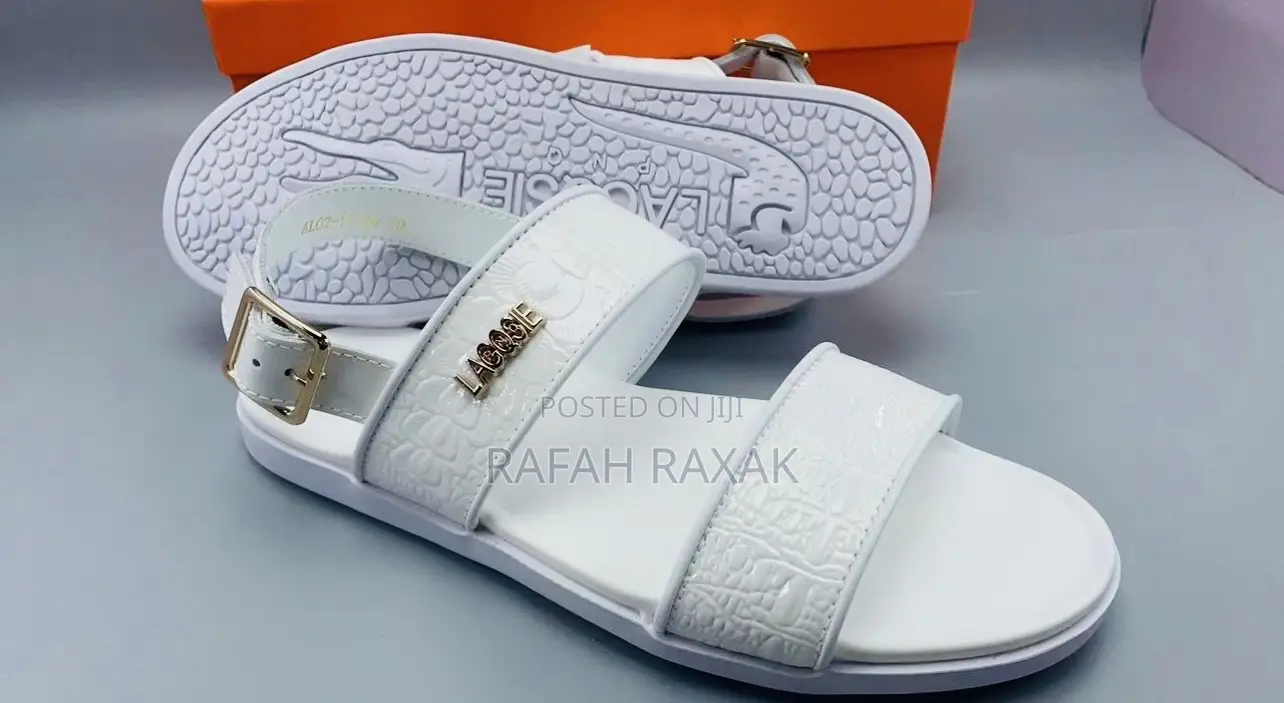 Original Men’S White Lacoste Leather Sandals