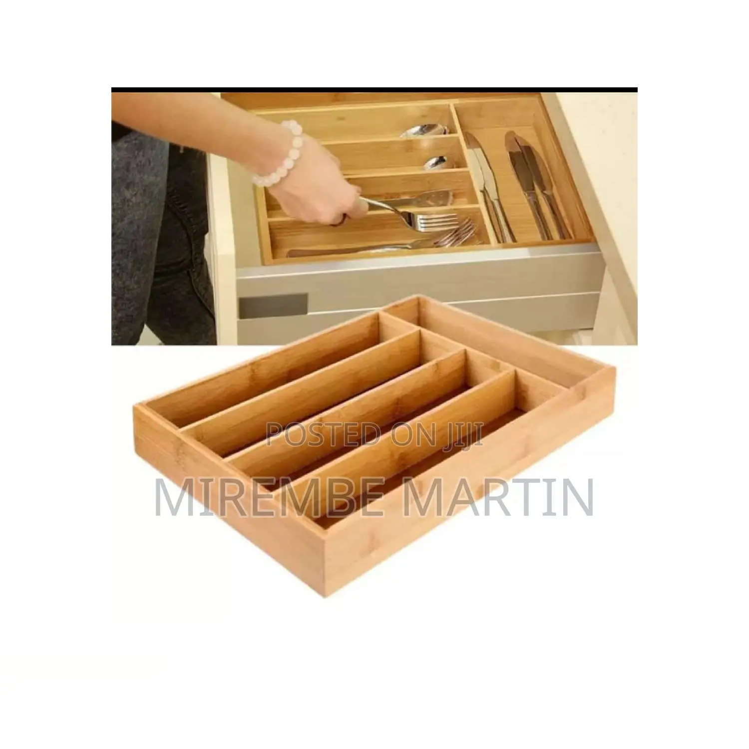 Bamboo Drawer Cutlery Organizer.
