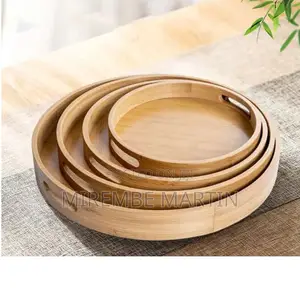 4pcs Round Wooden Trays.
