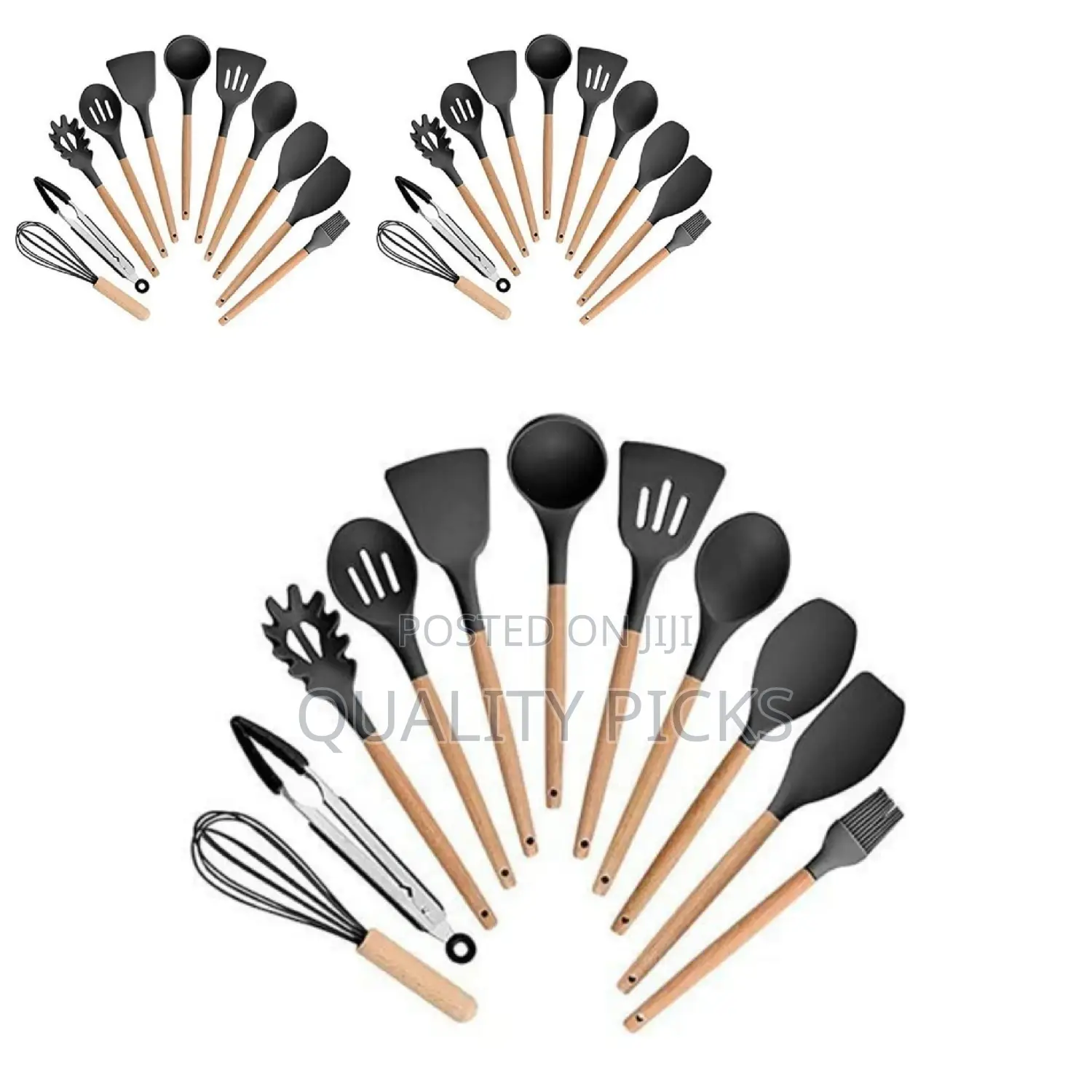 Wooden Silicone Utensils Set