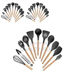 Wooden Silicone Utensils Set