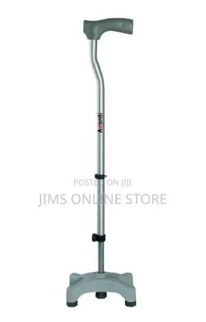 Four Legged Alluminium Walking Stick, Plastic Base
