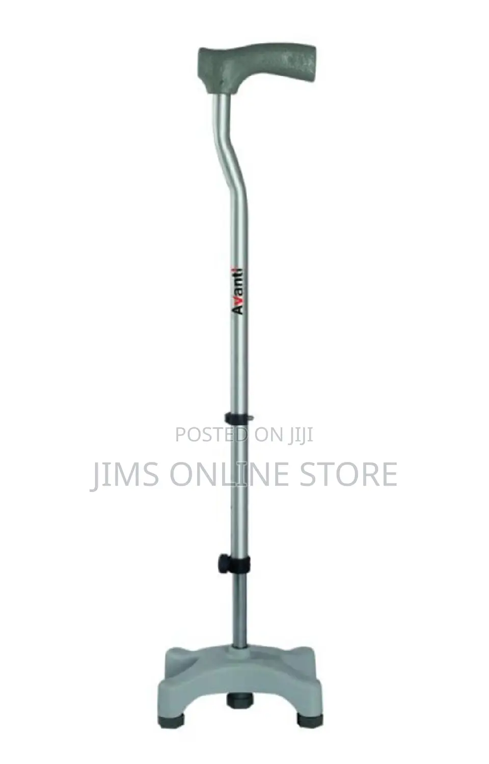 Four Legged Alluminium Walking Stick, Plastic Base