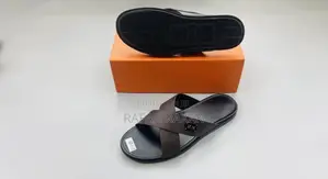Original Coffee Brown Hermes Cross Leather Sandals
