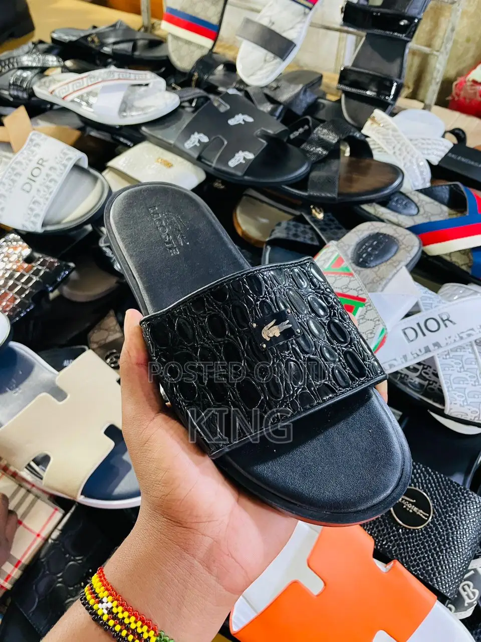 Lacoste Sandals. Black Slide