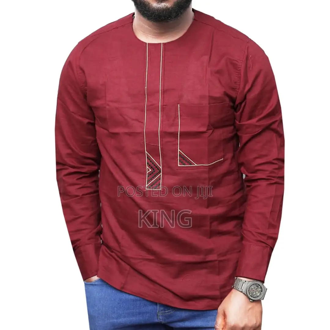 Kitengi Shirt. Maroon African Wear