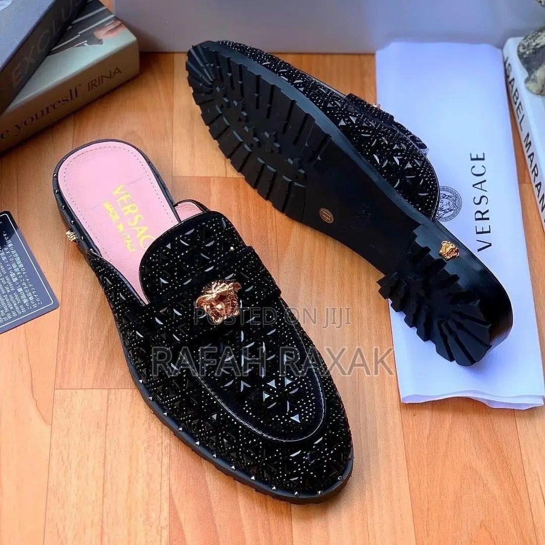 Original Luxury VERSACE Stoned Mules Half Shoe