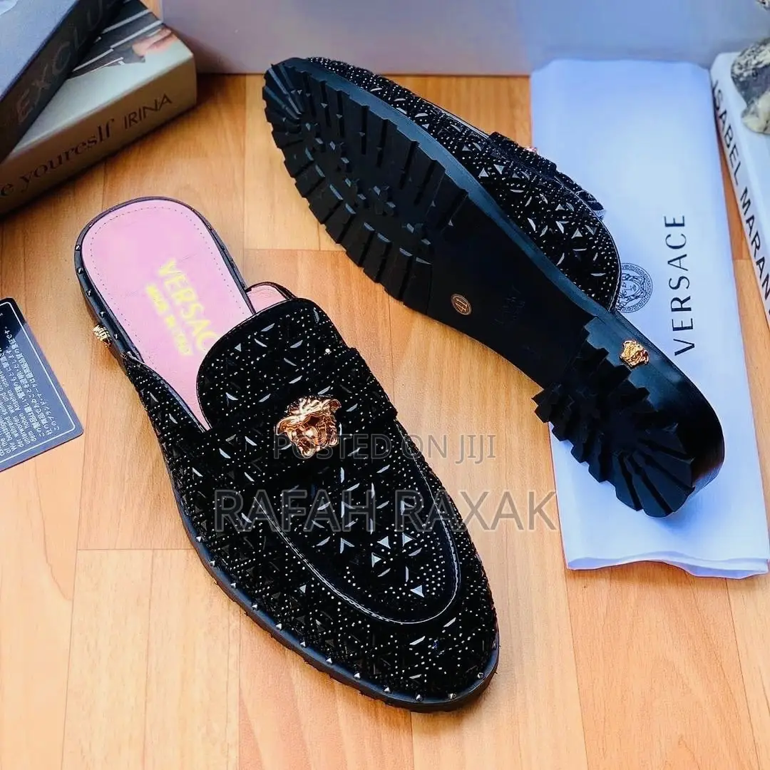 Original Luxury VERSACE Stoned Mules Half Shoe