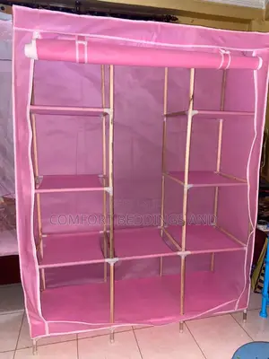 Three Column Wooden Closet Pink
