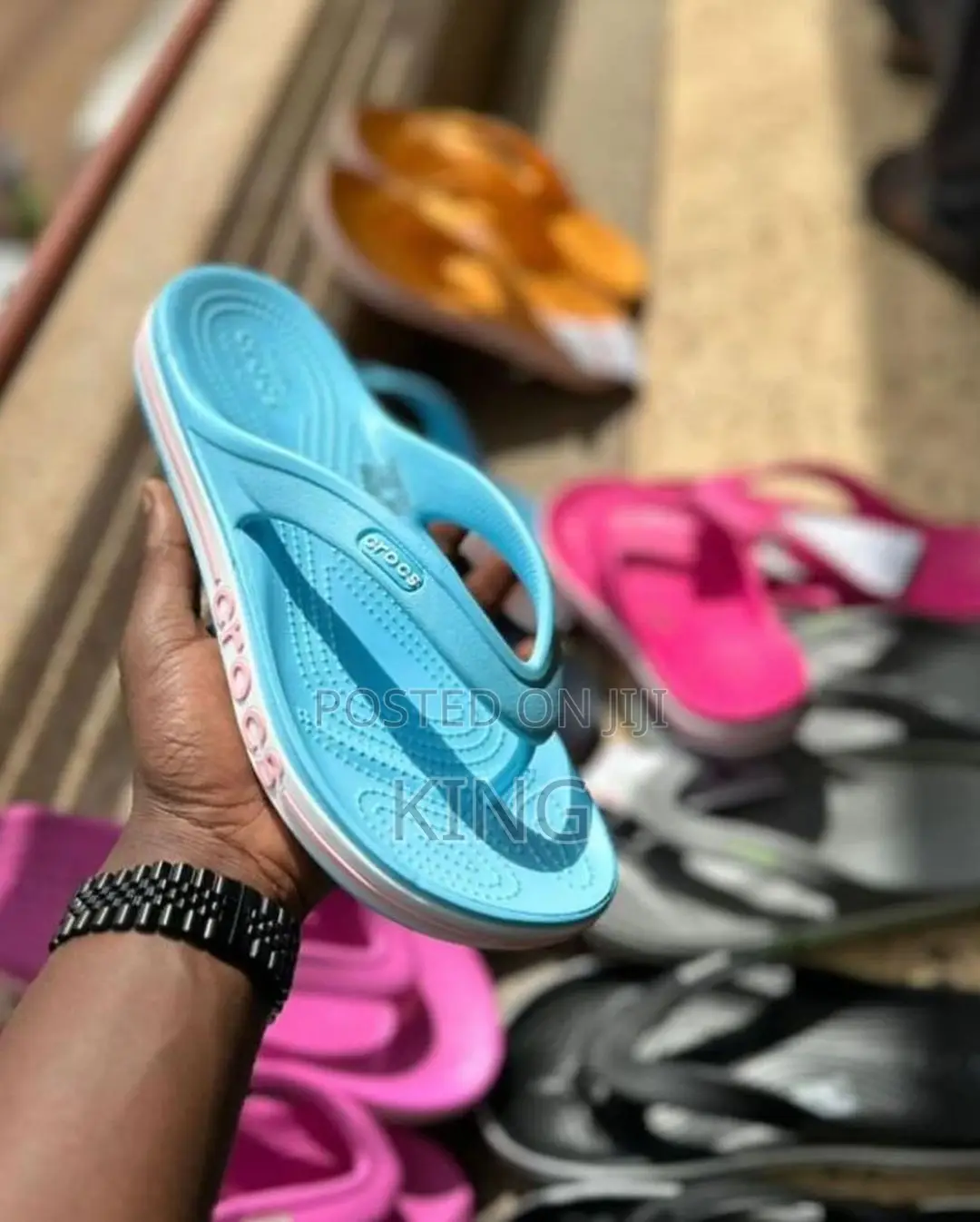 Crocs Flip Flops. Sky Blue.