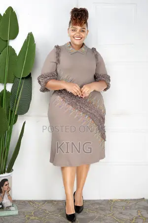 Check and Colar Beige Dress