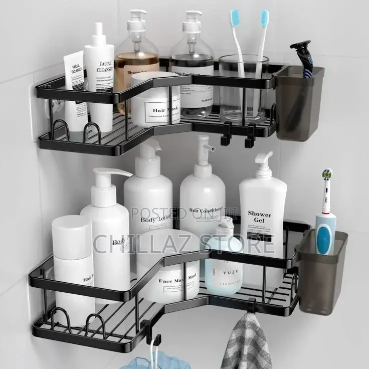 Double Metallic Bathroom Shelf Rack