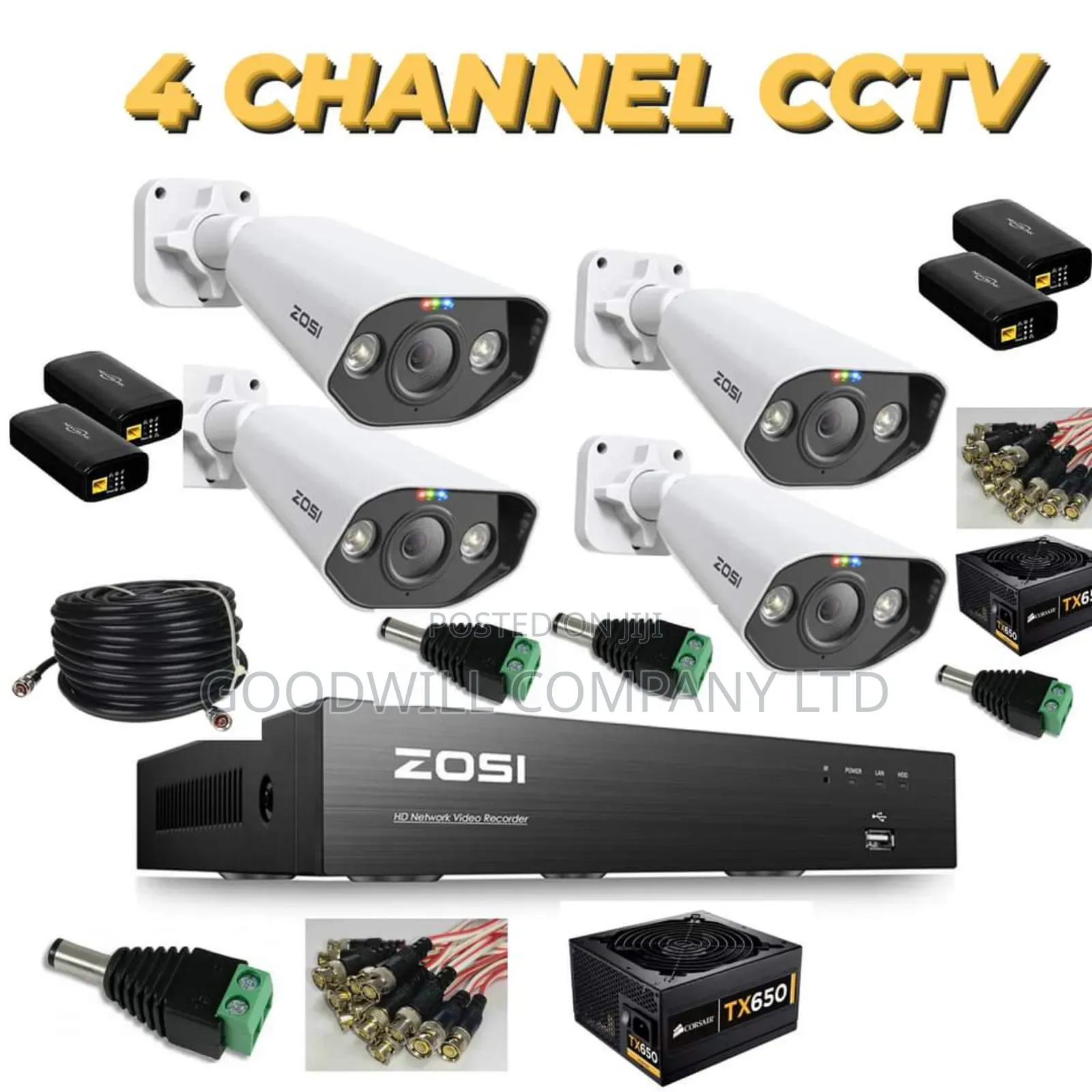 High Lense 4 Channel CCTV Camera Full Kit