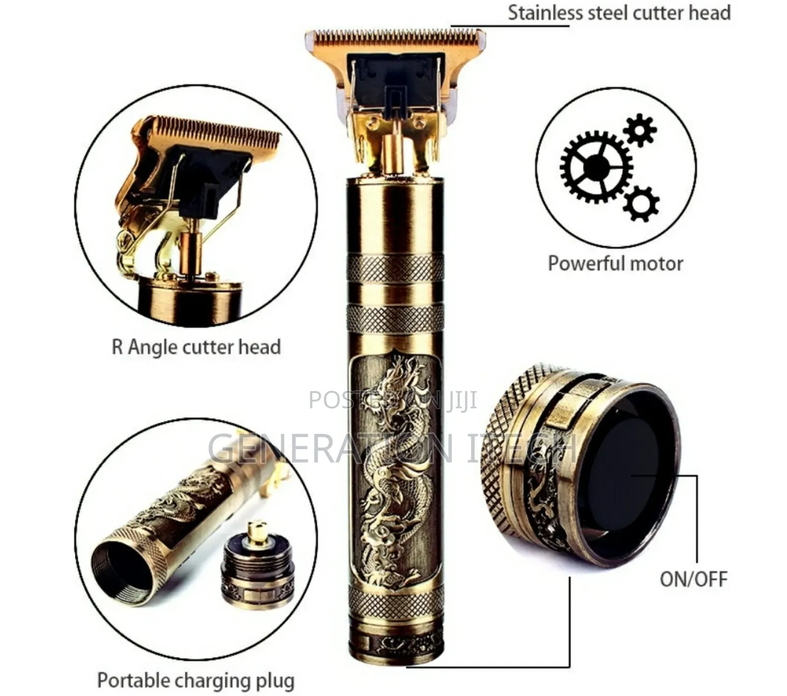 Rechargeable Metal Hair Clipper- Gold