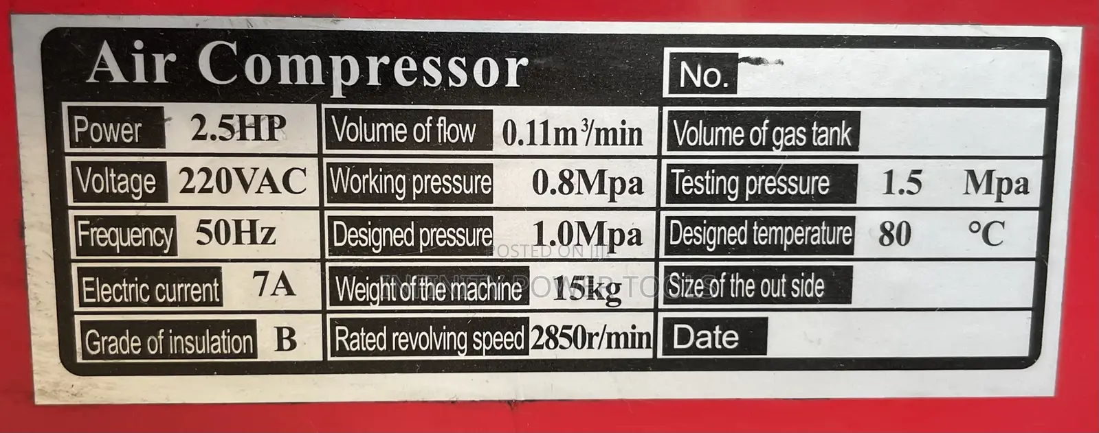 Air Compressor 25l Luotian Normal