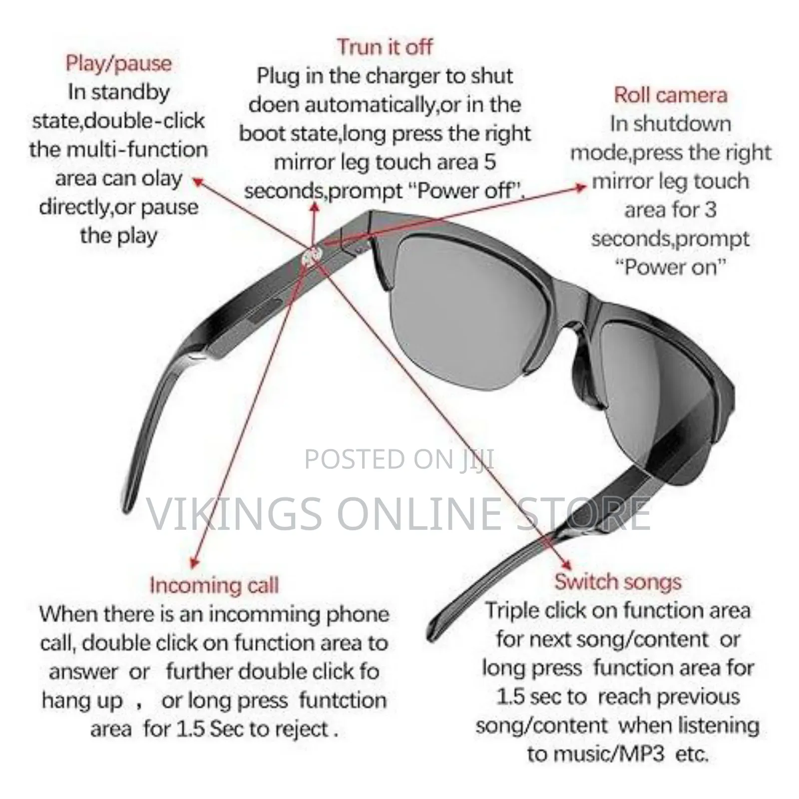 Smart Glasses Wireless Bluetooth Sunglasses Open Ear Music