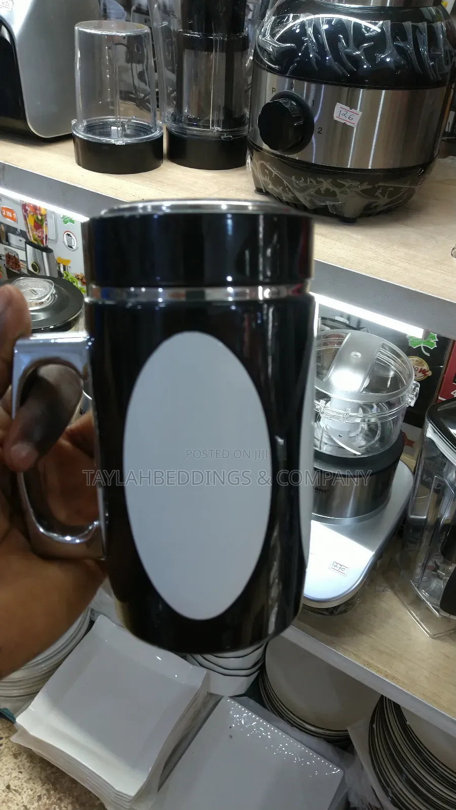 Thermos Travel Mug, Black White