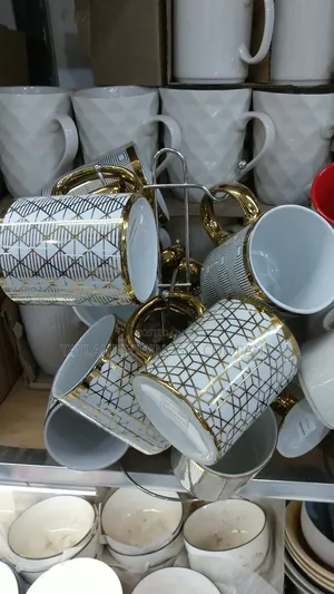 Gold White Elegant Mugs/Cups for Tea/Coffee-Set(12pcs)