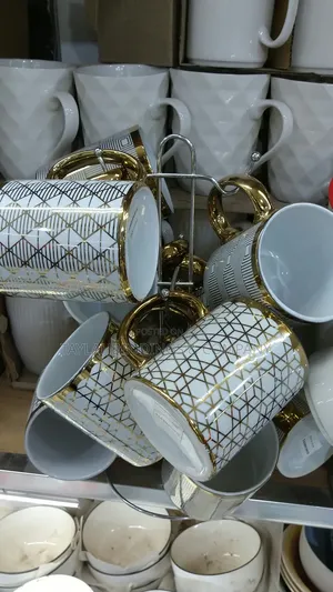 Gold White Elegant Mugs/Cups for Tea/Coffee-Set(12pcs)