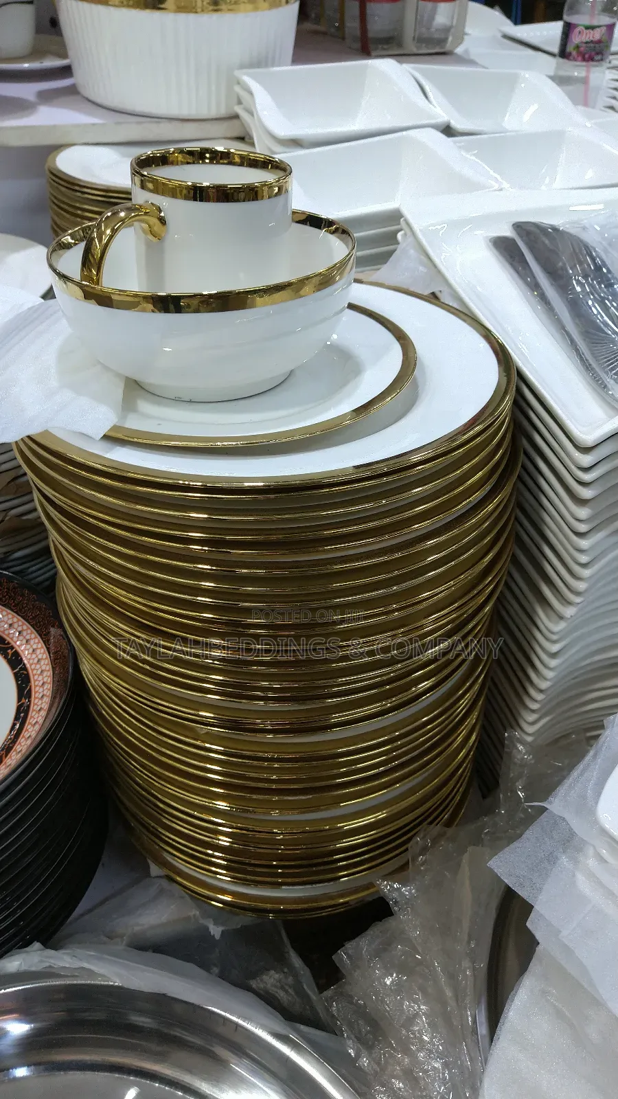 Luxury 6+6+6 Gold White, Plates, Cups, Bowls