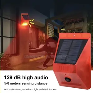 Solar Sound Alert Flash Warning Light Alarm Motion Sensor