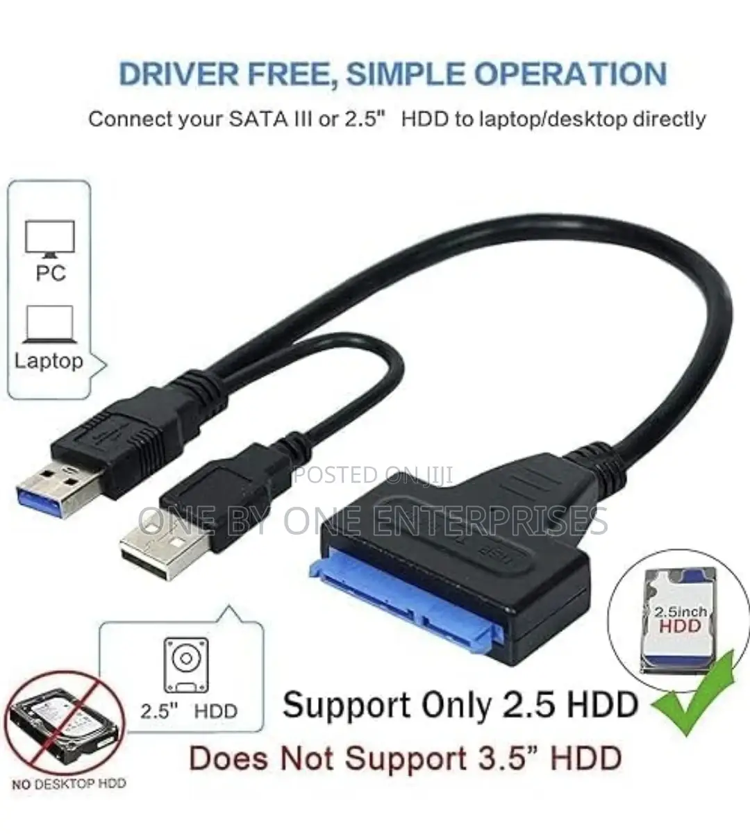 USB 3.0 to SATA Adapter Cable USB Converter for 3.5"/2.5"