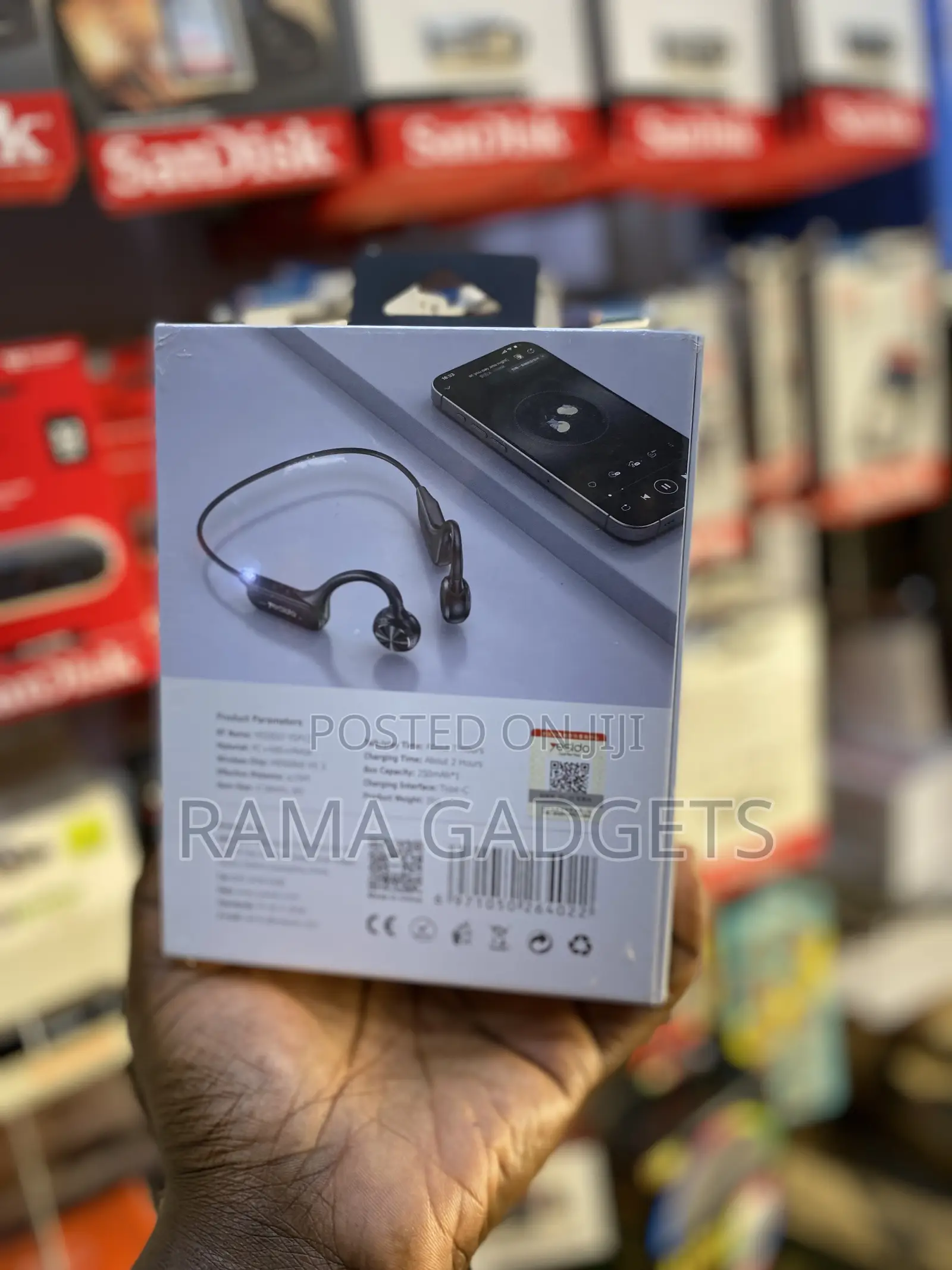 Neckband Earphon, Bone Conduction, Bluetooth Wireless,