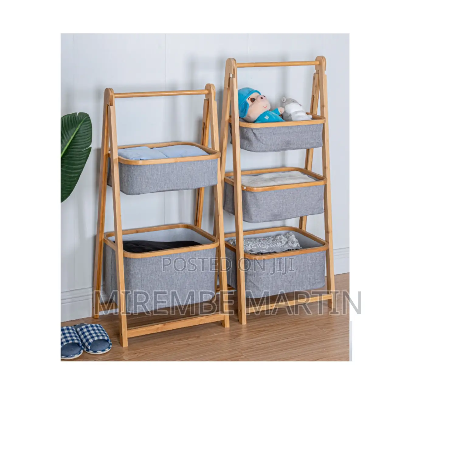 Bamboo Decorative Clothes Storage Shelves.