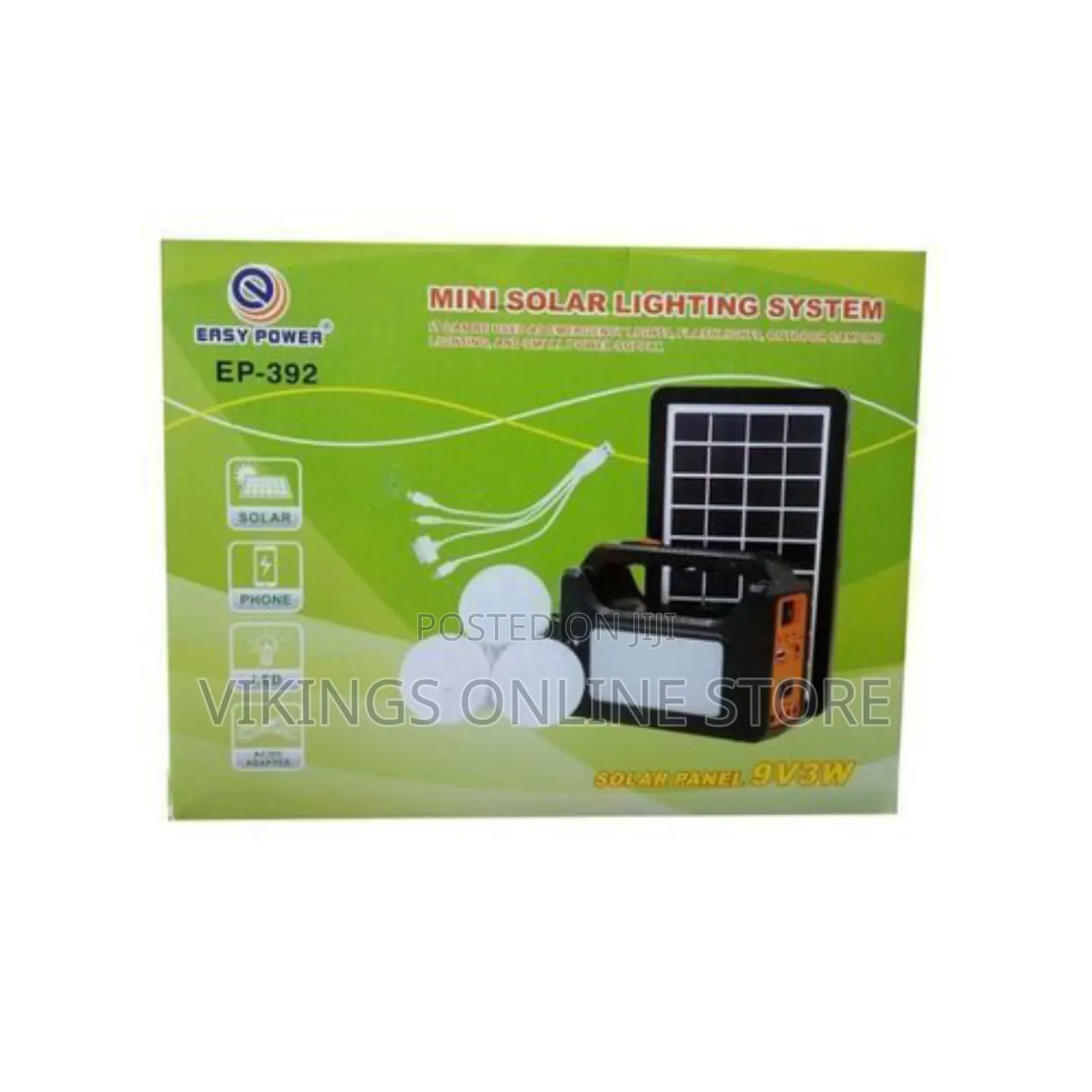 EASY POWER Mini Solar Lighting System With 4 Lights-Black,