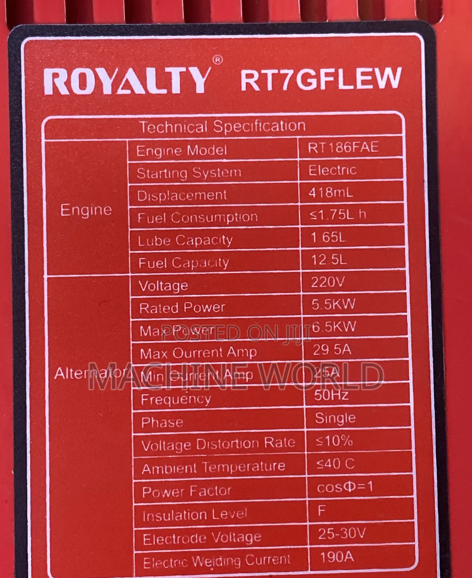 RG186FE 6.5kw Generator Japan Open