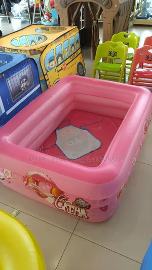 Summer Inflatable Pool for Families - Pink Cartoon 3 Rings