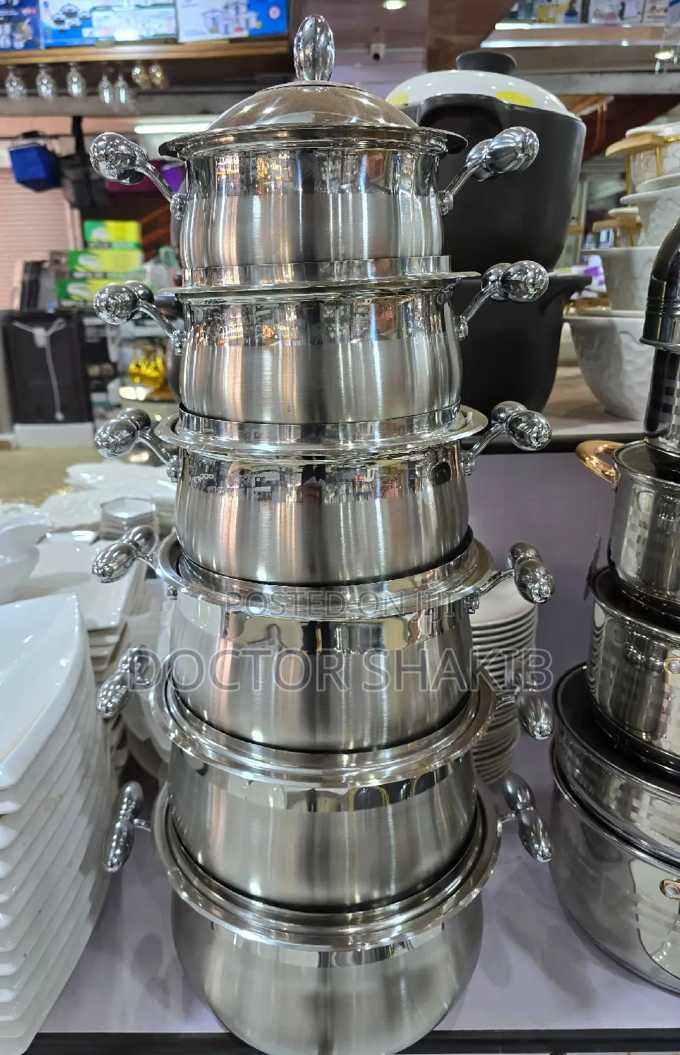 New 6pcs Cooking and Serving Stainless Steel Dishes-Silver