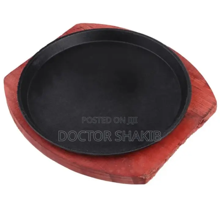 New 1pc BBQ Steak Nonstick Plate/ Pan With Wooden Base